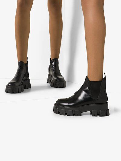 prada chunky platform boots|prada 55 leather ankle boots.